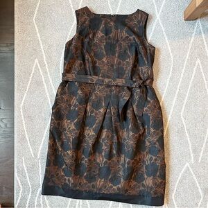 Talbots Black and Chocolate Brown Floral Sleeveless Dress
